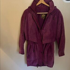Vintage Adventure Bound by Wilson’s Purple Utility Suede Jacket w/ Hood S